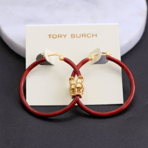 TORY BURCH | Logo Enamel Mini Hoops - Picture 3 of 3